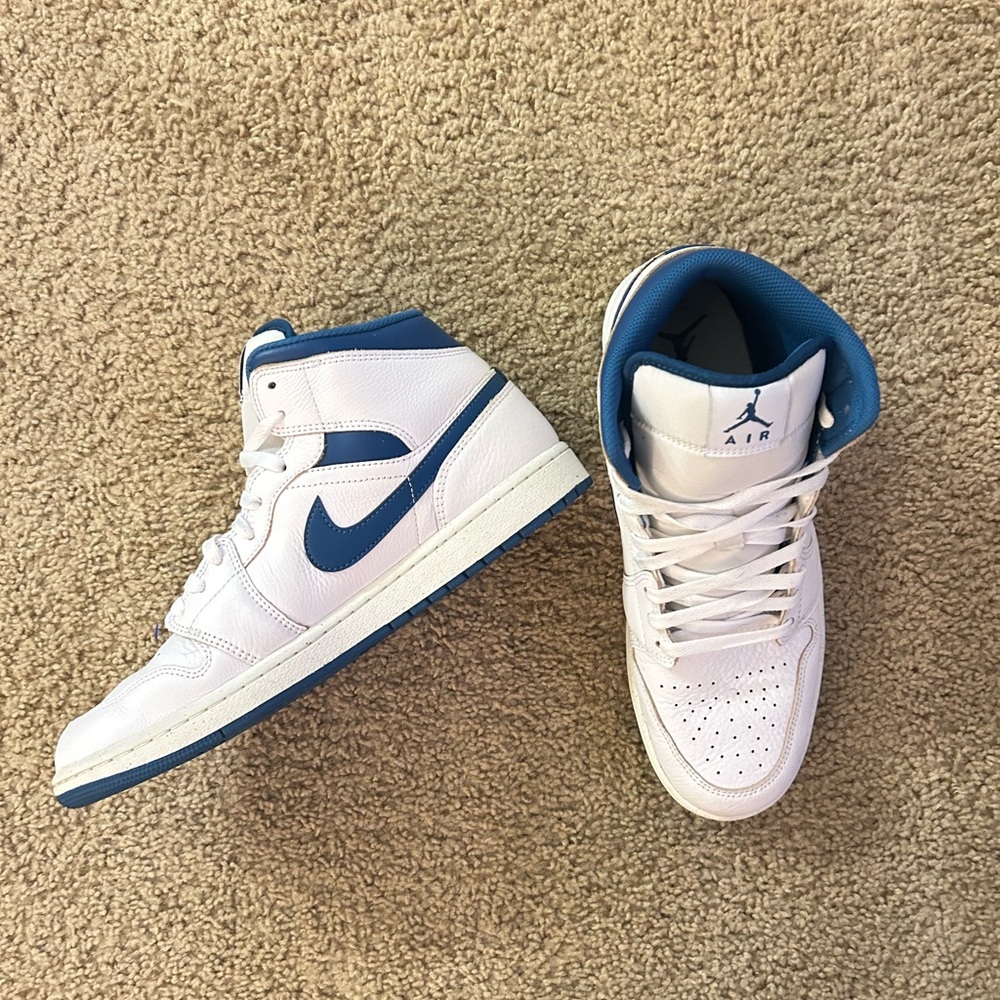 Nike Air Jordan Mid White and Blue Sneakers